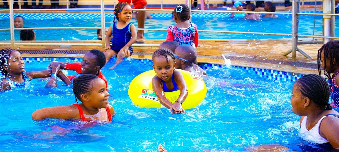 Children Playing in the Hot Pool